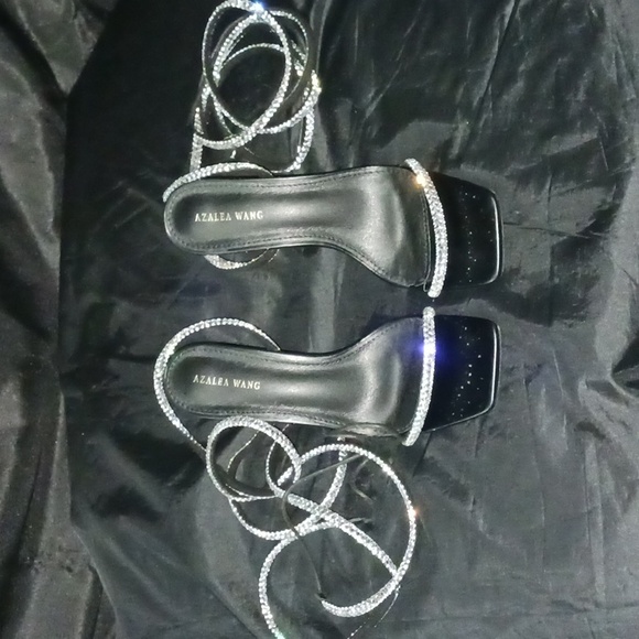 Azalea Wang women's shoes black with silver rhinestones size 10 - Picture 4 of 6